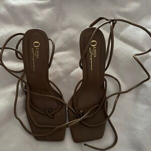 Miss Lola Brown Strappy Heels